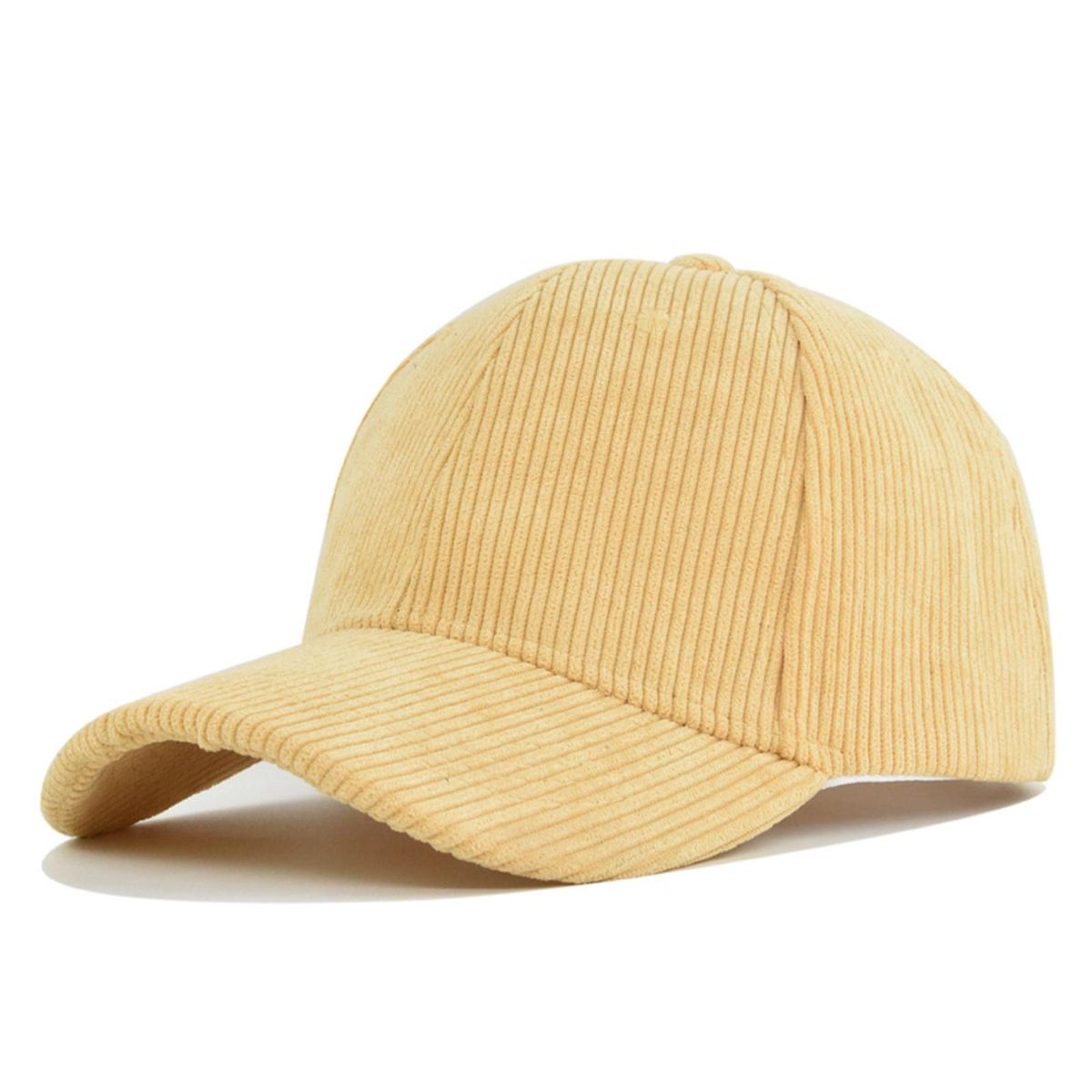 Long Brim Hat Striped Texture Adjustable Baseball Hat Sun Protection Yellow