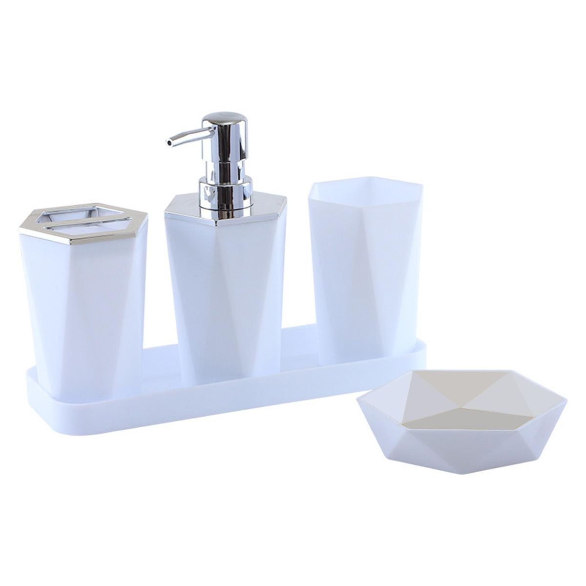 Electroplated Toothbrush Cup Bath Set Holders White