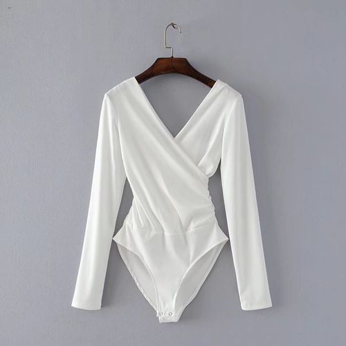 Long Sleeve Bodysuit Women Backless Jumpsuits Black White Body Femme Monos Cortos De Mujer 2018(#Pink)