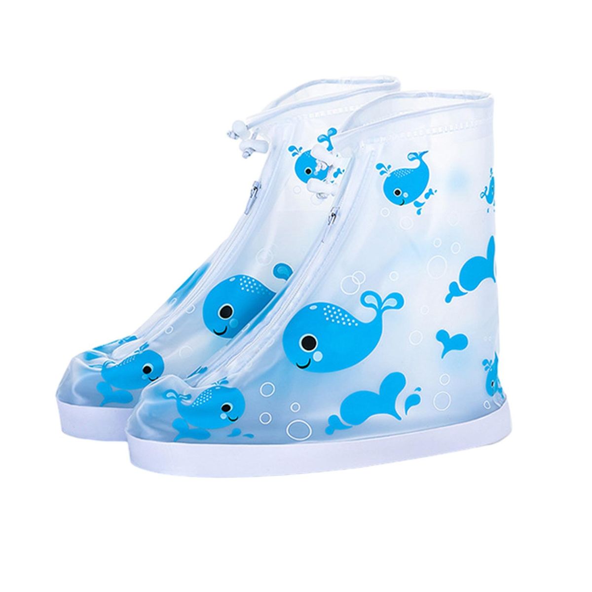 Kids Waterproof Rain Shoe Covers Cartoon Print Rain Boots for Boys Blue