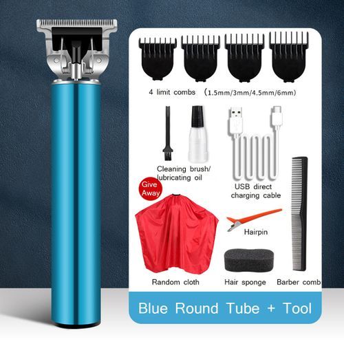 Professional Men Electric USB Hair Clipper Trimme Blue Round