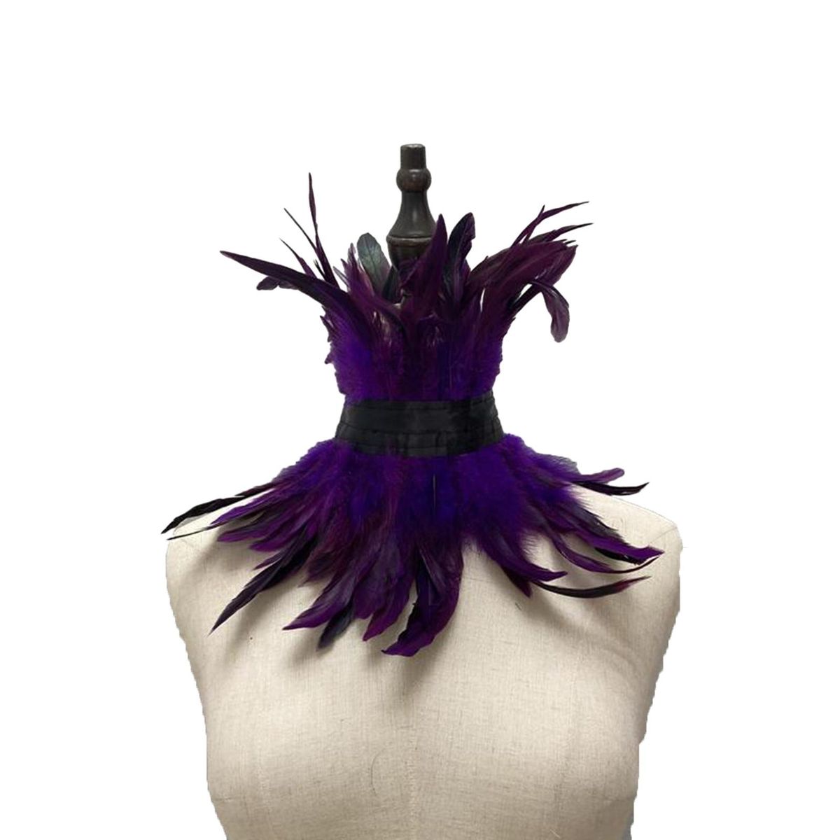 Faux Feather Fake Collar Feathered Lace Neck Sleeve Chic for Women Purple