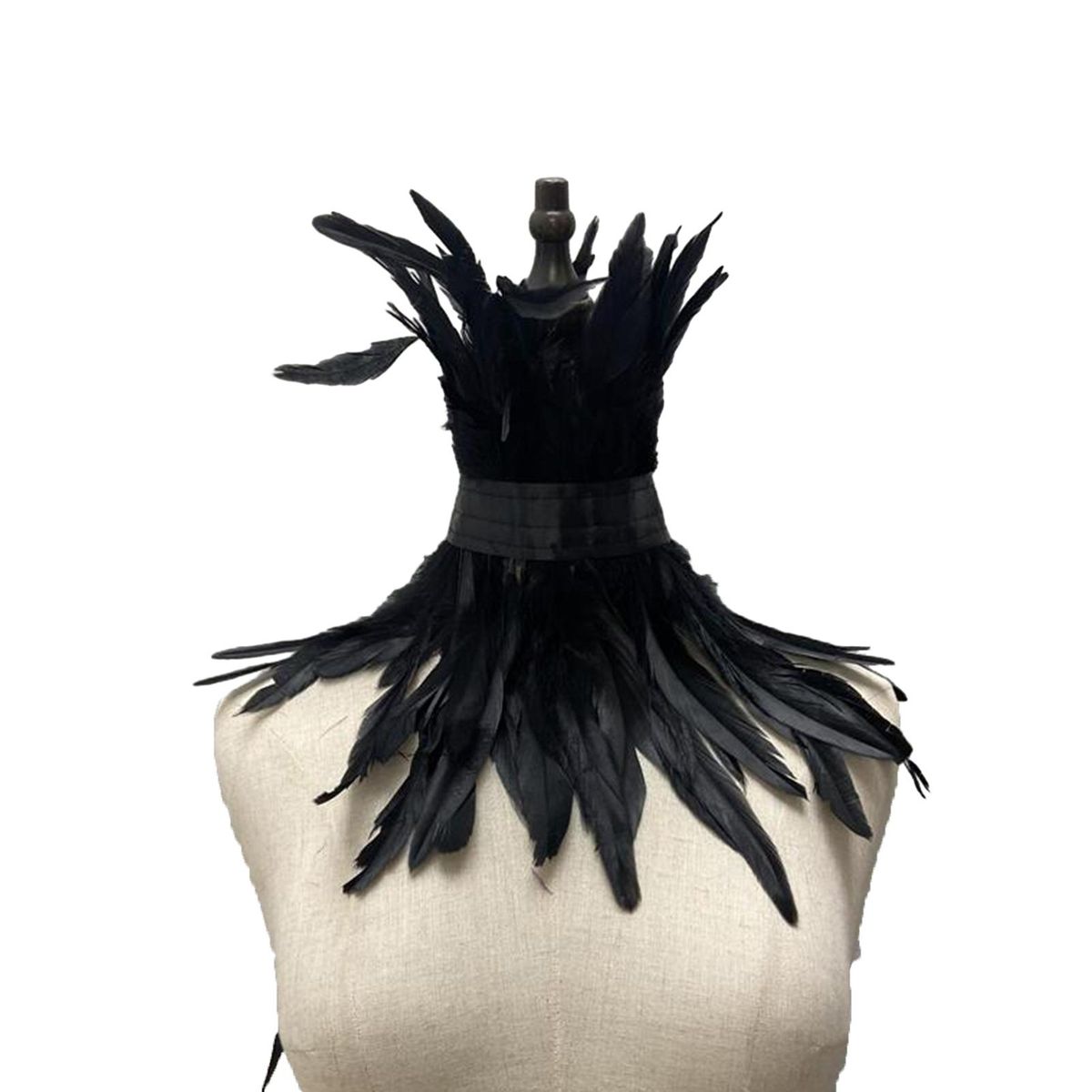 Faux Feather Fake Collar Feathered Lace Neck Sleeve Chic for Women Black