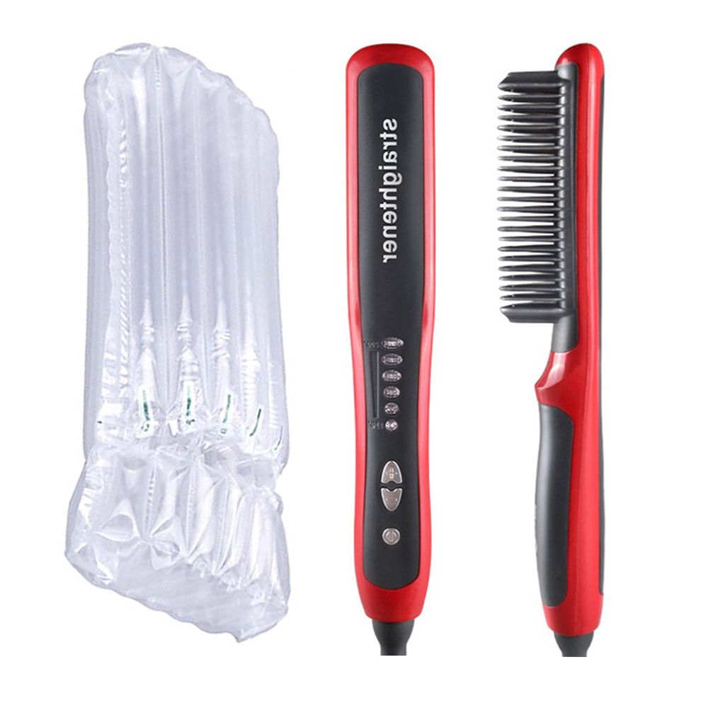 Hair Straightener Brush Men's Beard Straightener Heat Comb Multifunctional Hair Brush Ceramic Straightening Hot Comb Hair Styler Bubble Bag