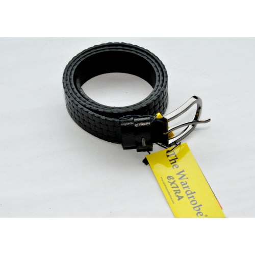 Pure Leather Men Matted Pattern Belt-black Mb-9619