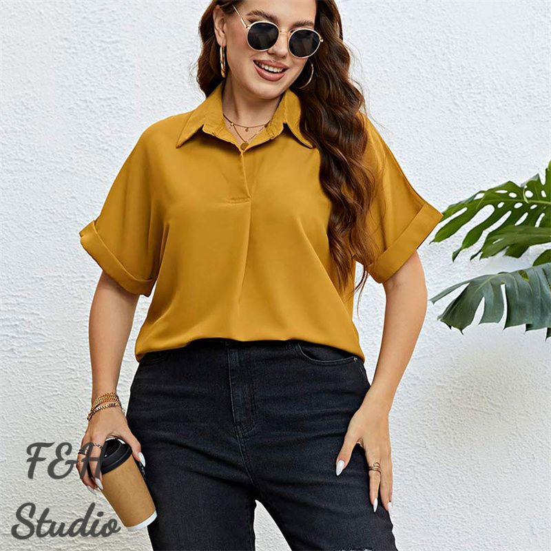 F&H 3413 XL-3XL Plus Size Short Sleeves Shirt Yellow