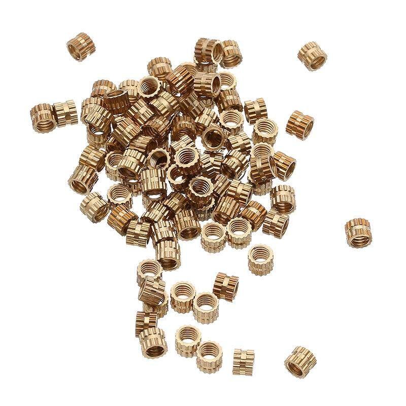 100Pcs M4 Brass Female Threaded Knurled Insert Embedded Nut