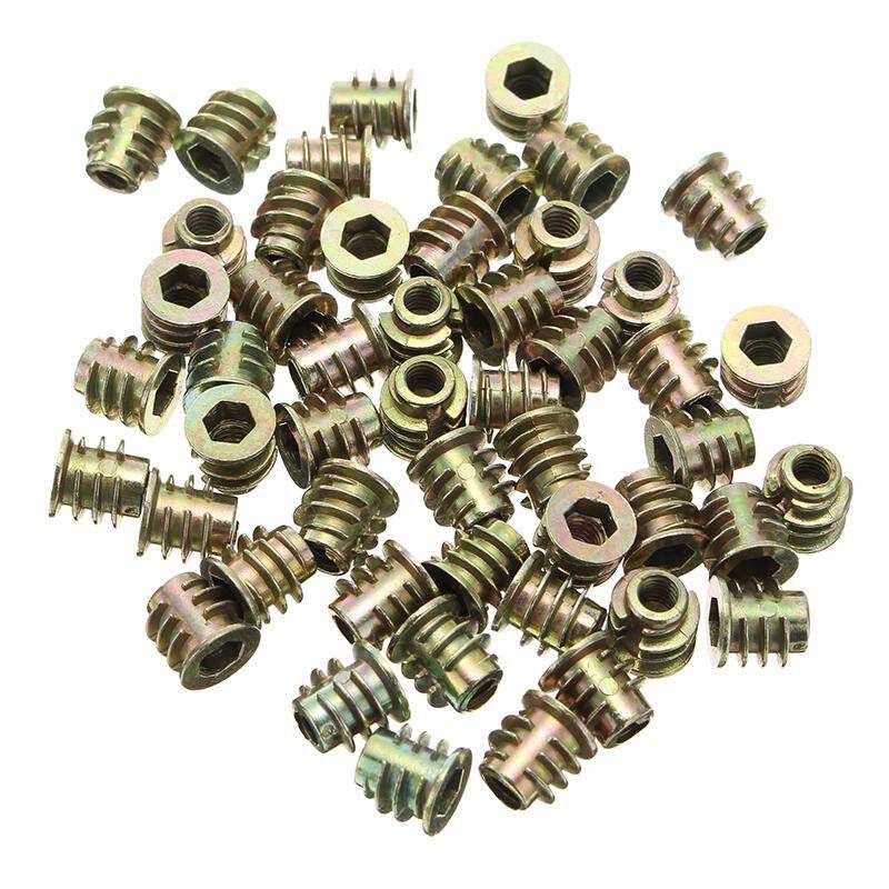 50Pcs M4 Zinc Alloy Wood Furniture Socket Drive Head Screw-in Threaded Insert Nut M4x8mm
