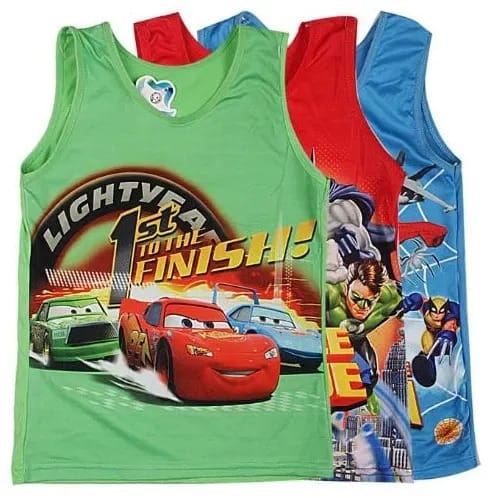Boys' Cartoon Character Singlet - Pack Of 3