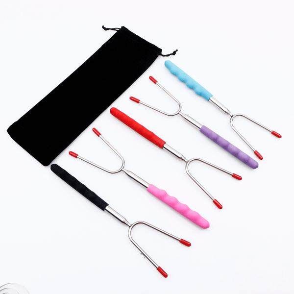 5pcs 24-85cm Adjustable Telescopic BBQ Barbecue Fork