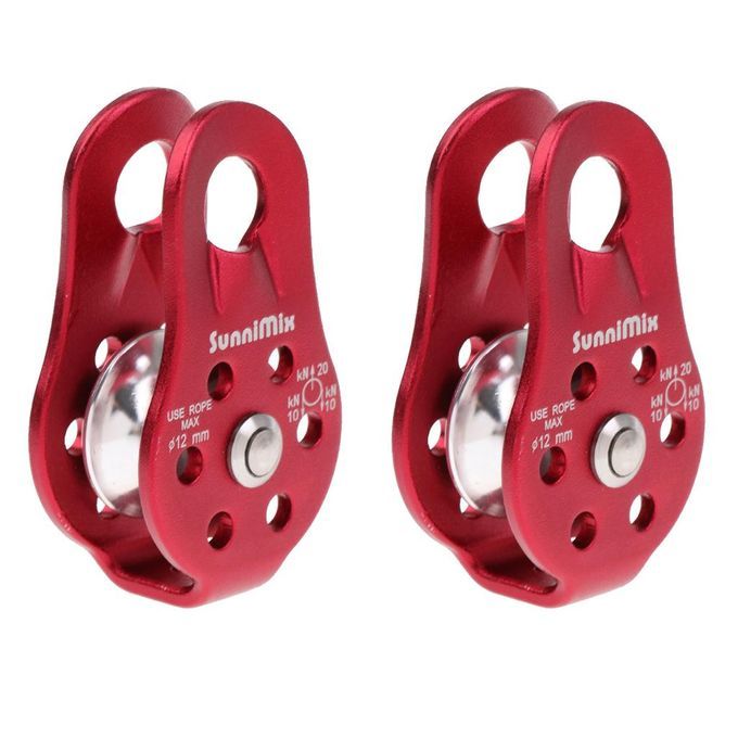 2 Pieces Small Compact 20KN General Purpose Fixed Side Climbing Pulley