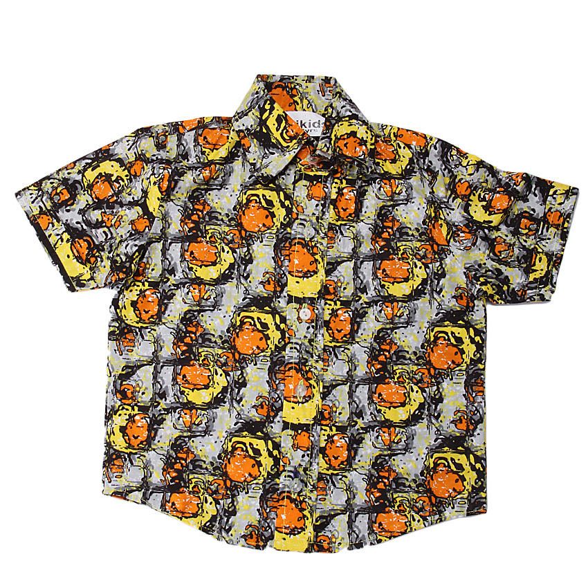 S/Sleeves Shirt - Grey/Yellow/Orange