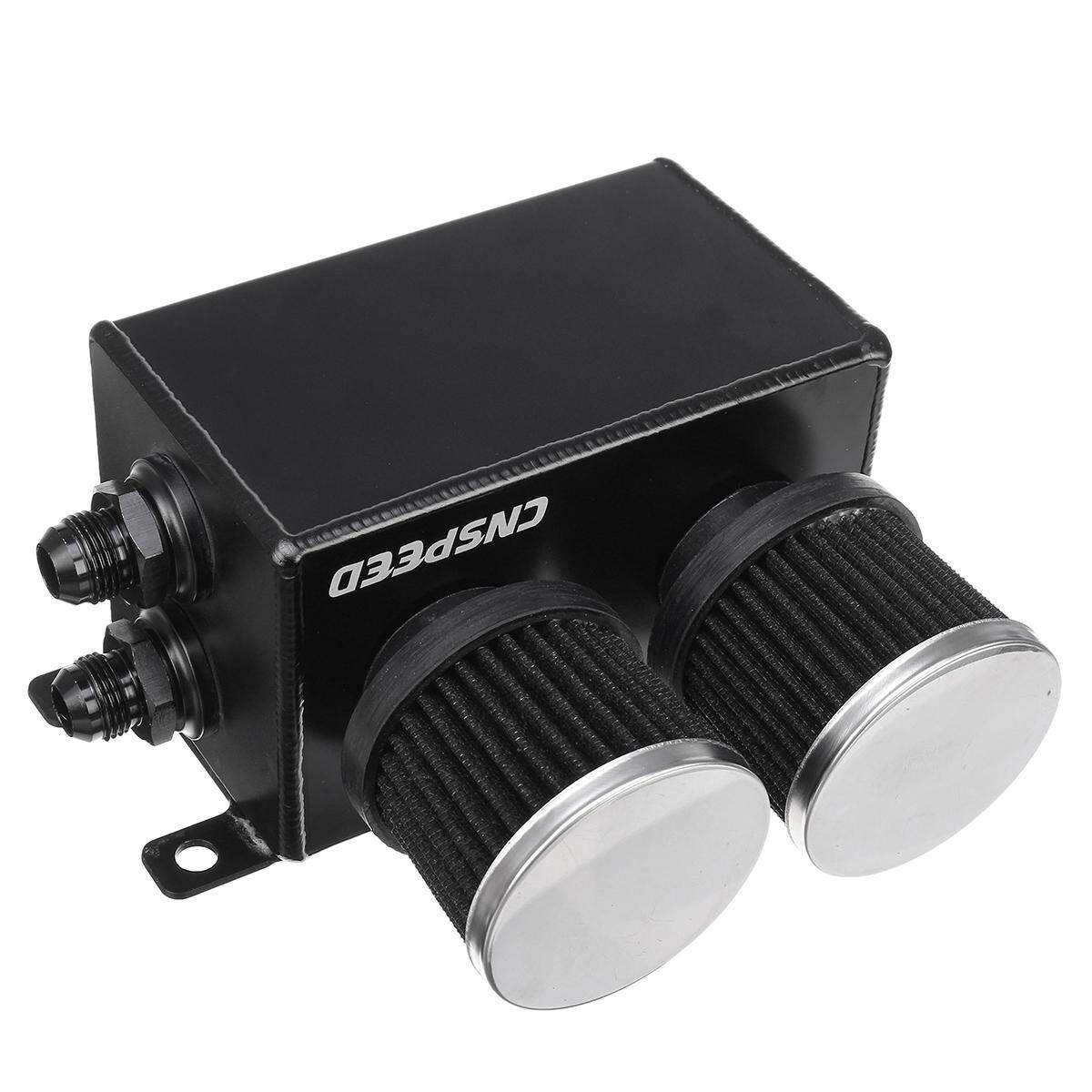1.2L Aluminum Oil Catch Can Reservoir Tank W/ Twin Dual Breather Filter Baffled