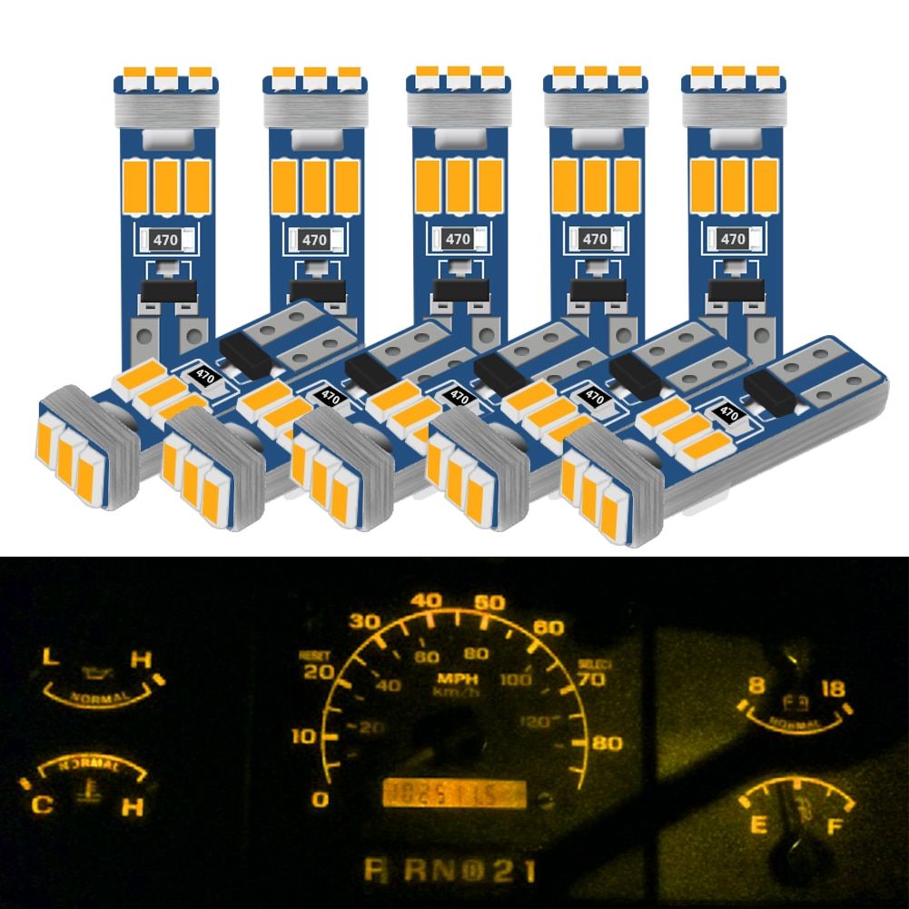 10PCS T5 Led W3W Meter Bulb Instrument Dash Lights 73 74 17 27 Auto Interior Neo Wedge Dashboard