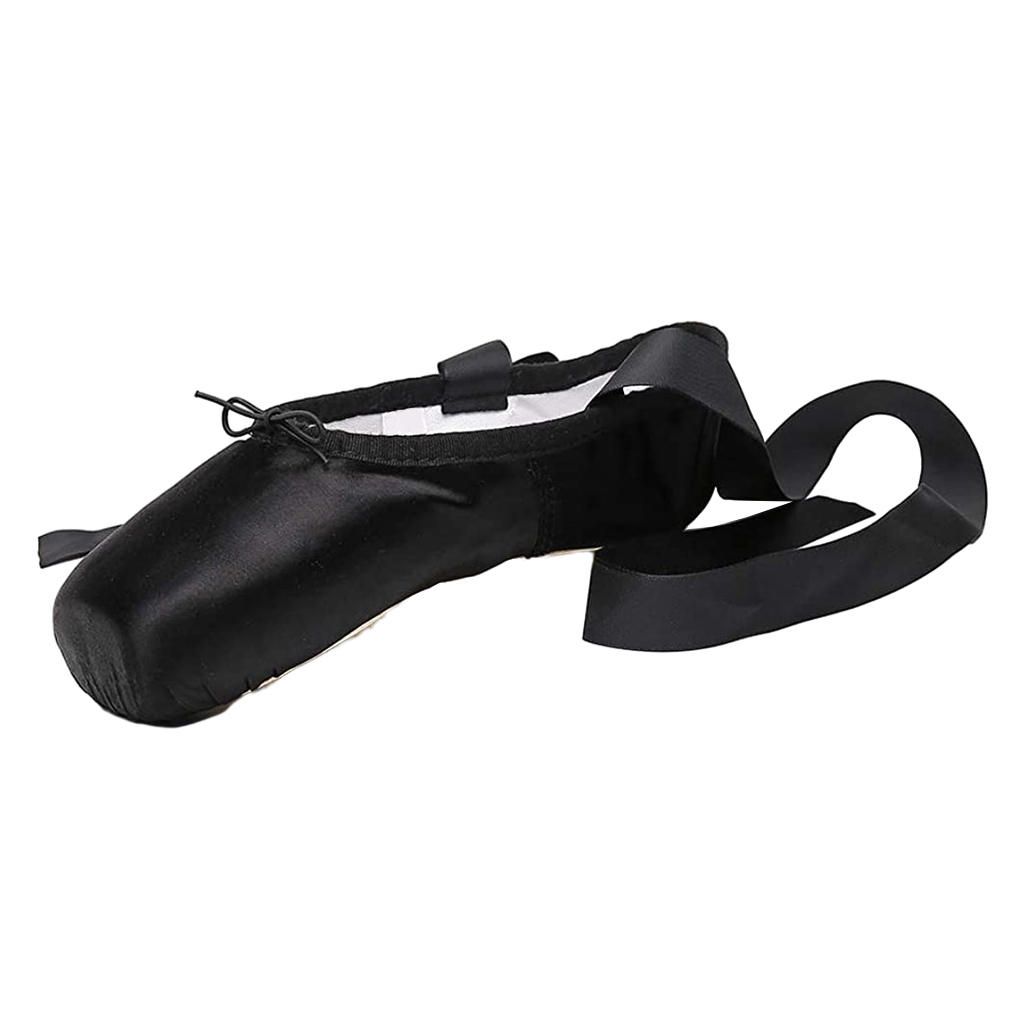 Ballet Pointe Shoes Satin Upper With Ribbon Dance Flat