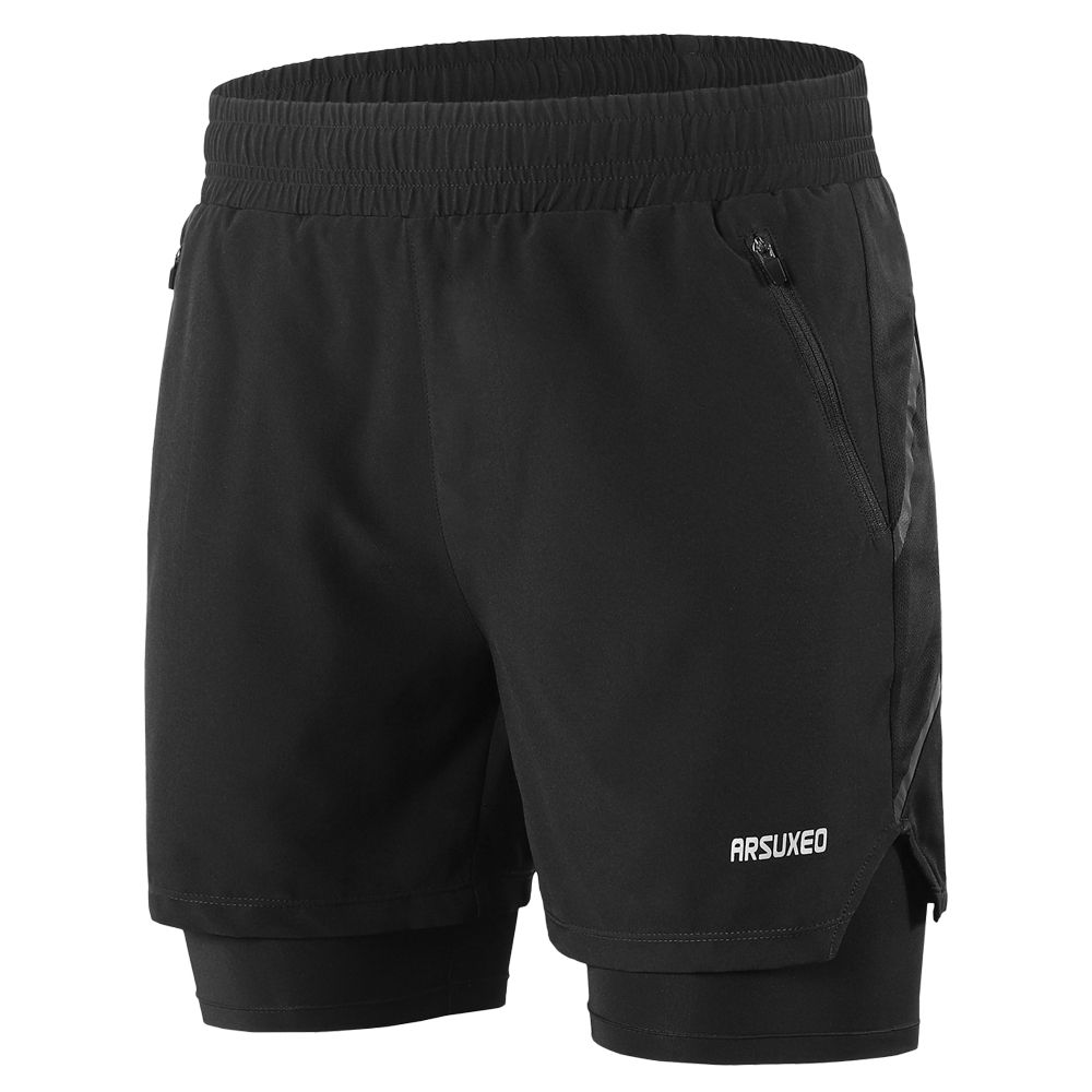 Men 2 In 1 Running Shorts Quick Drying Breathable Active