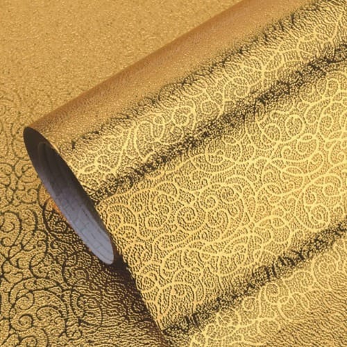 Gold Oil Proof Kitchen Wallpaper And Sticker - 61cm By 3m