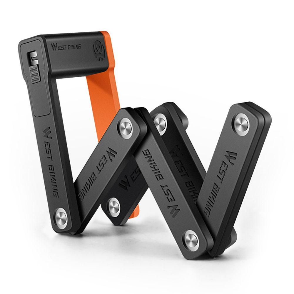 WEST BIKING Compact Folding Bike Lock Anti-Theft Chain Lock Heavy Duty Secure Guard with 3 Keys for Bike Electric Bike/Scooter