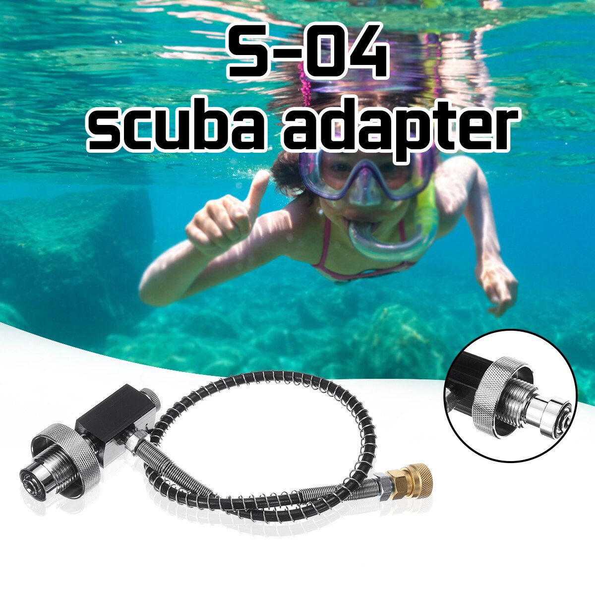Black S-04 Scuba Adaptor Diving Oxygen Cylinder Inflatable Accessories