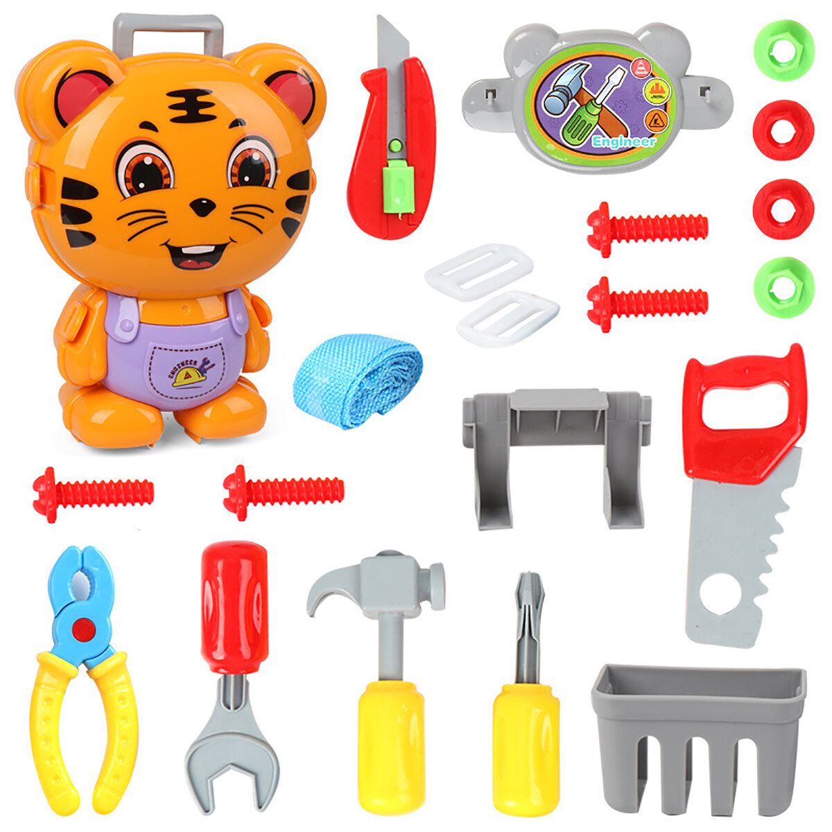 Kids Pretending Doctor's Playing Set Case Education Kit Boys Girls Toy Orange Tiger