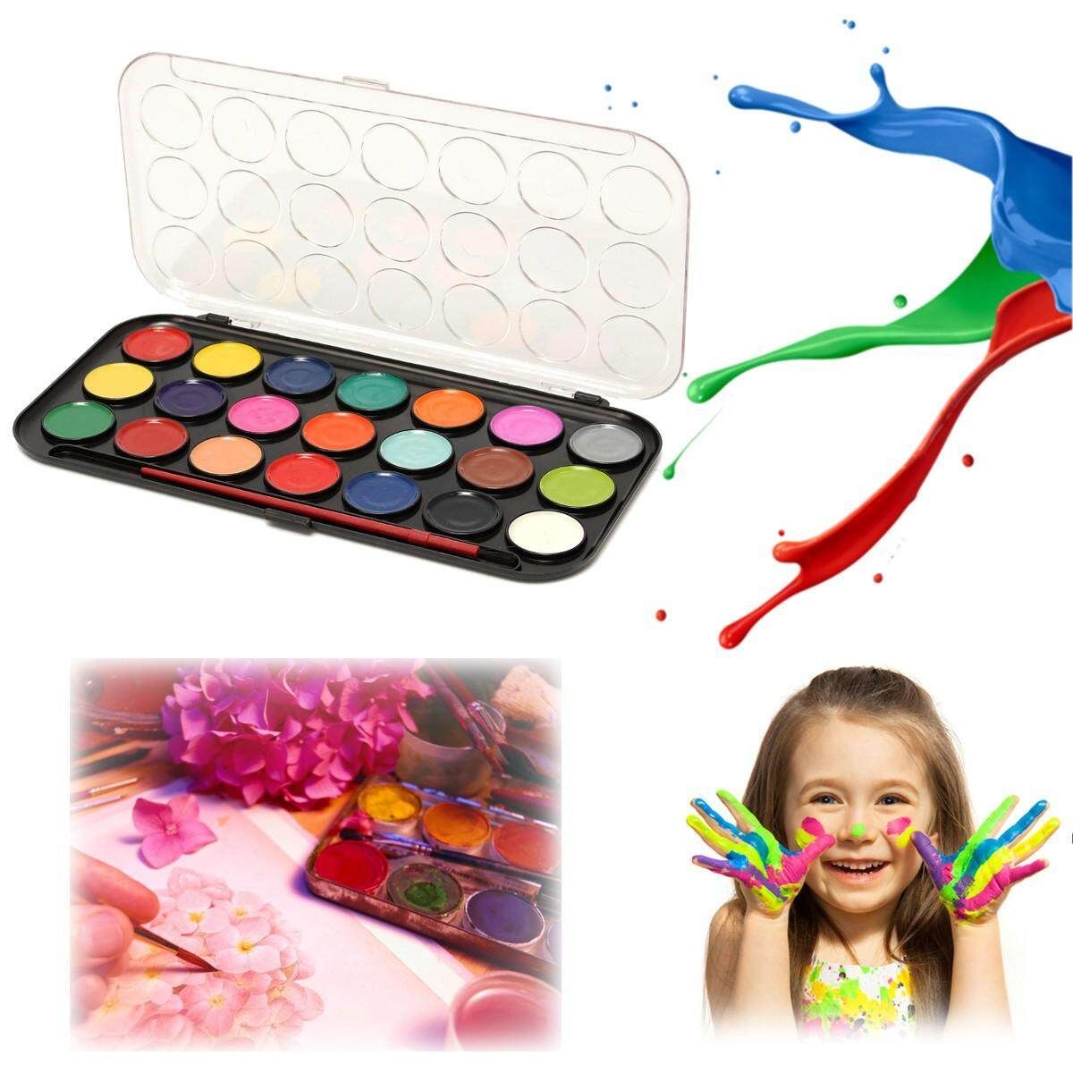 21 Watercolour Art Paint With Brush Set Kids DIY Craft