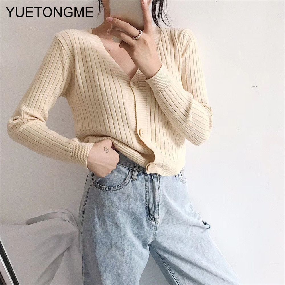 Sweet Cute Girl Knitting Sweater Slim Long Sleeve Harajuku Girl-beige