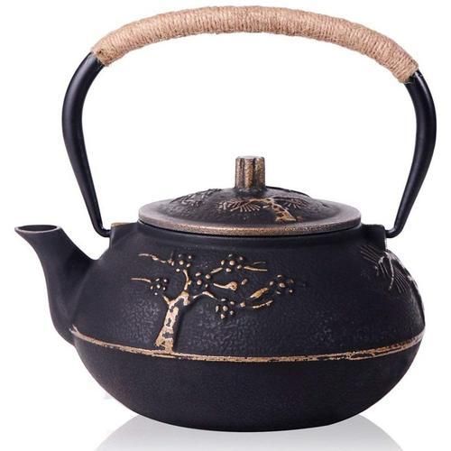 Cast Iron Teapot Kettle With Stainless Steel Infuser / Strainer , Plum Blossom 30 Ounce ( 900 Ml )
