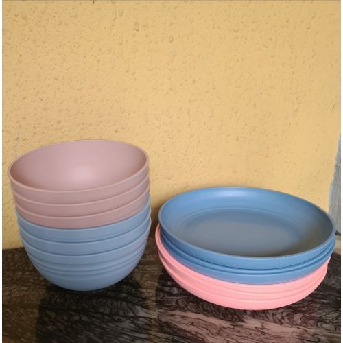 12 Pieces Unbreakable Microwave Safe Soup And Flat Plates