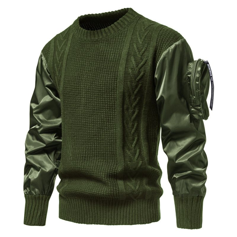 Army Sweater Men Tactical Military Outdoor Patchwork Arm Pocket Designer Pullover-Army