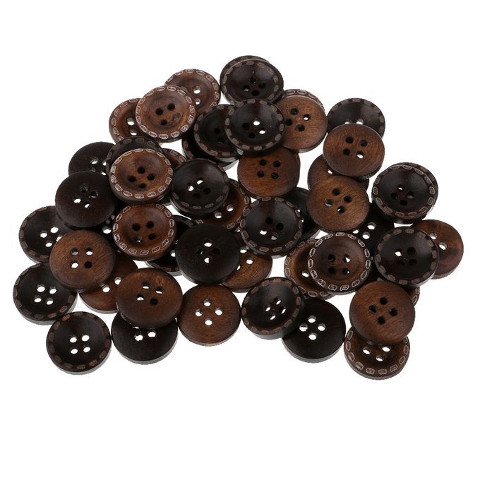 50pcs Vintage Round Wooden Buttons For Sewing On Coat Overcoat