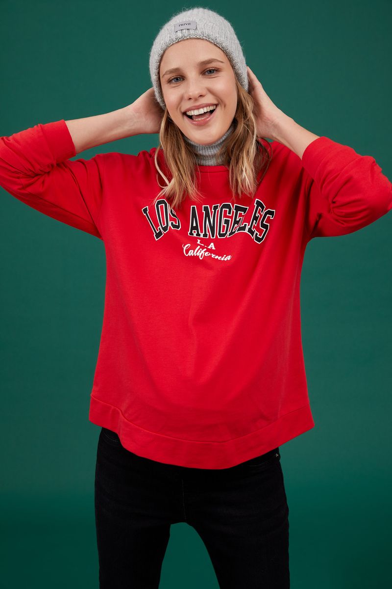 Woman - Regular Fit Maternity Wear Knitted Tops Long Sleeve - Red