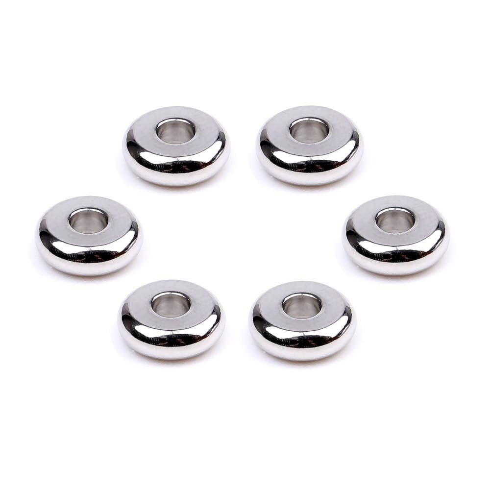 XHN 50PCS 304 Stainless Steel Flat Round Beads 4 5 6 8 10 mm Disc Loose Spacer Beads For Jewelry Making DIY Bracelet