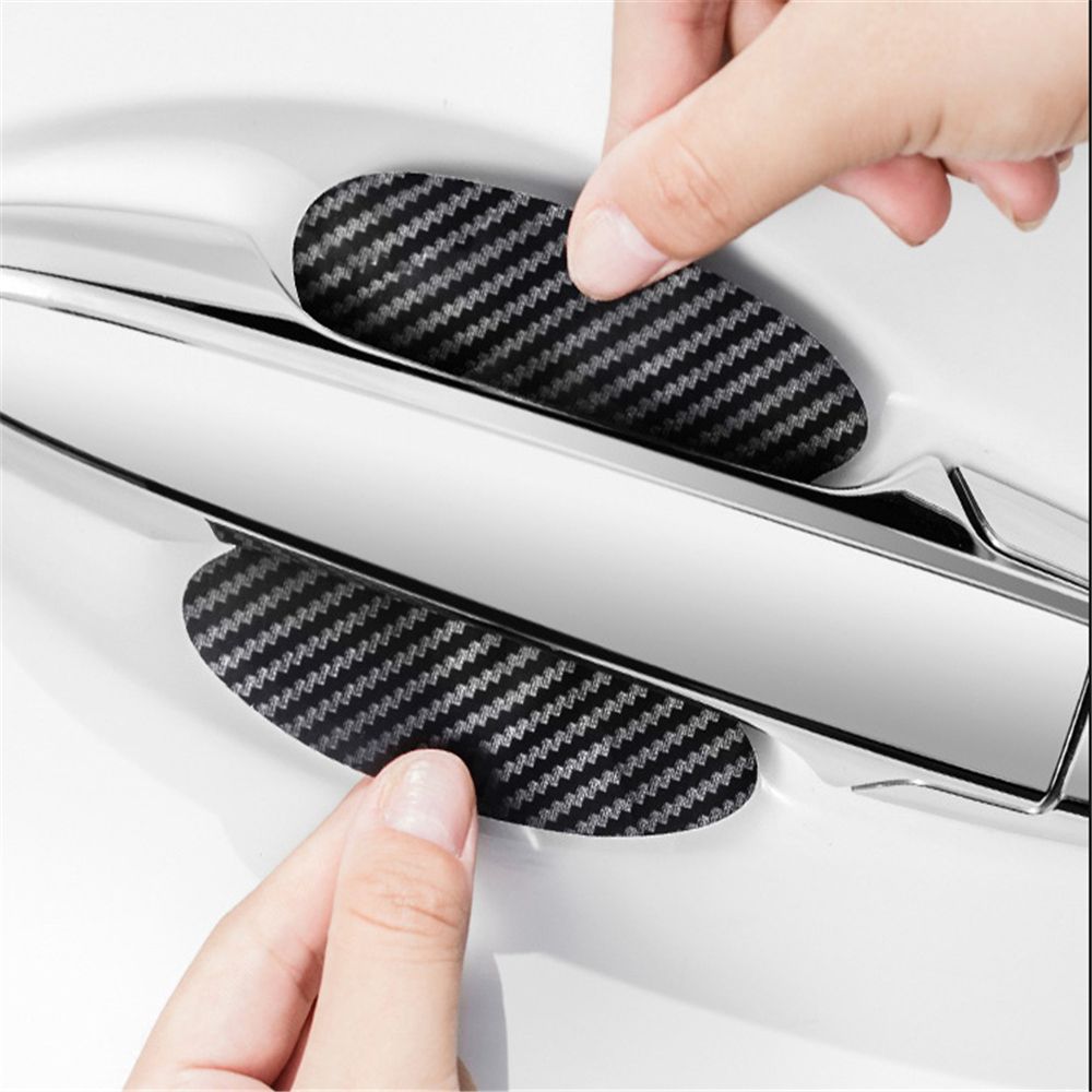 4Pcs/Set Car Door Sticker Carbon Fiber Scratches Resistant Cover Auto Handle Protection Film Exterior Automotive Interior Free -