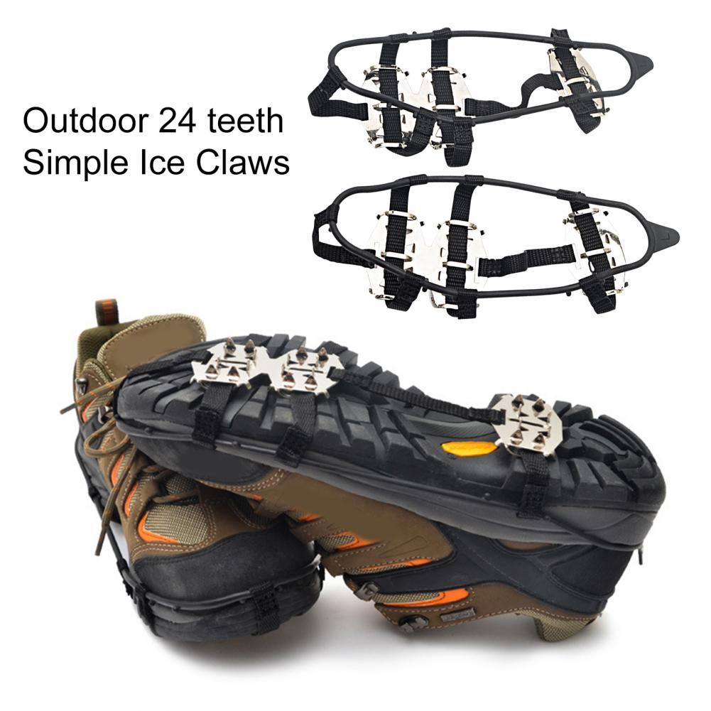 1 Pair 24 Teeth Ice Gripper Good Elasticity Steel Teeth Anti-Skid Climbing Ice