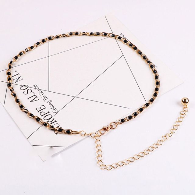 Fashion Simple Chain Belt Women Lady High Waist Gold Belts Waistband For Party Jewelry Dress Metal Chain Belt(#black Style 3)