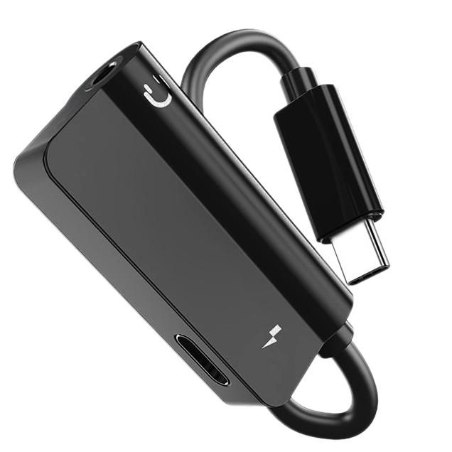 Type-C Audio Adapter Voice Cable Call 3.5mm Adapter Cable Charging Listening Song 2 in 1,for iPhone  Adapter,Black