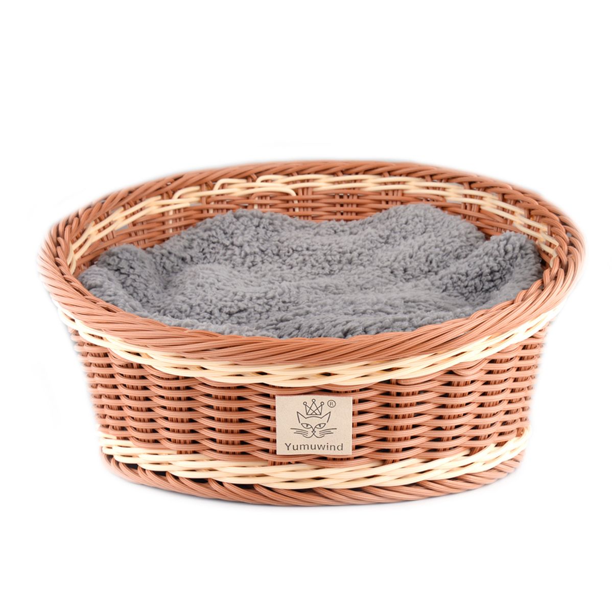 Pet Bed Basket Nest Dipped Round PP Knitted Bed With Plush