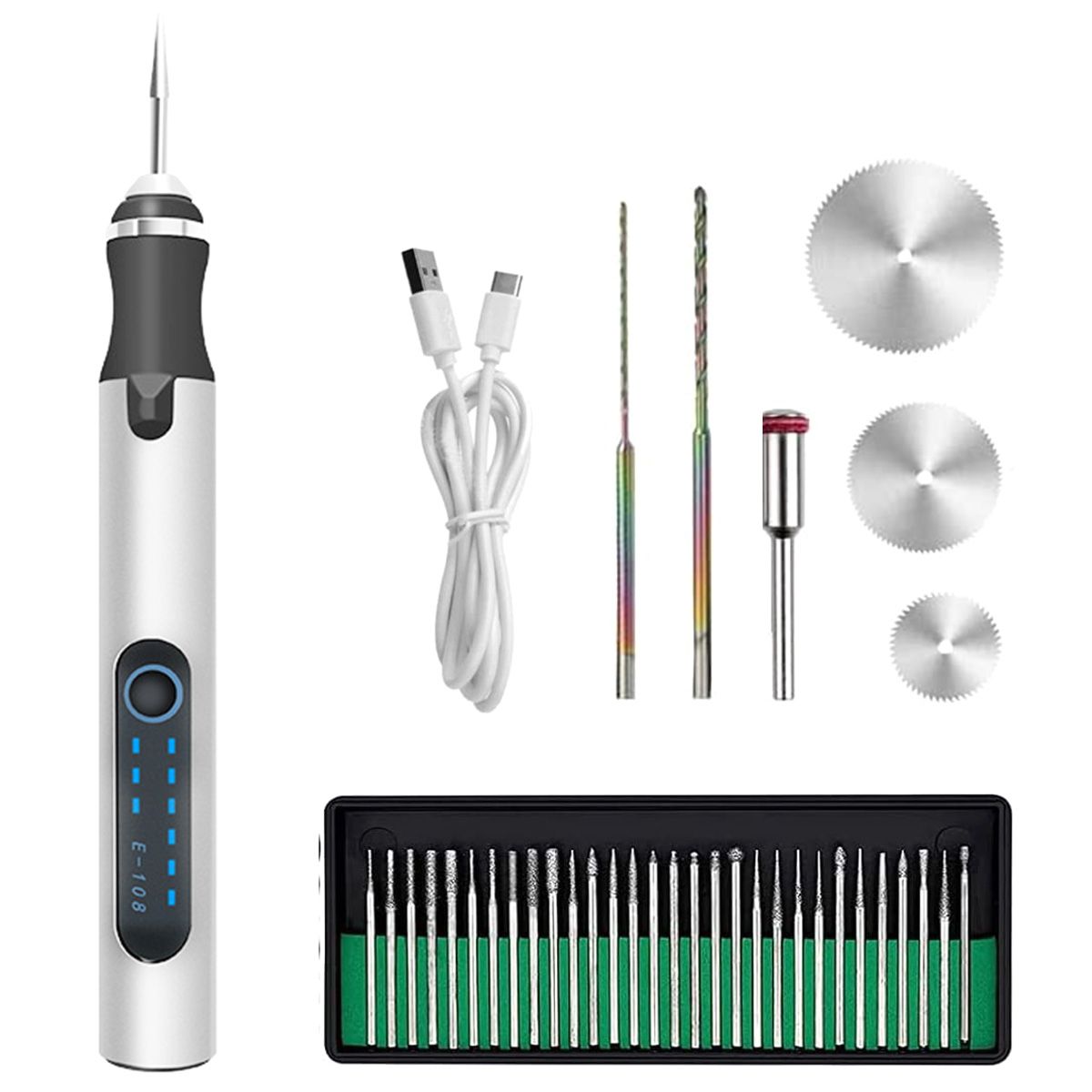 Electric Engraving Pen Set USB Rechargeable Mini Grinding Machine Engraver Drill 3 Gears Of Speeds Dremel Cordless Rotary Tools