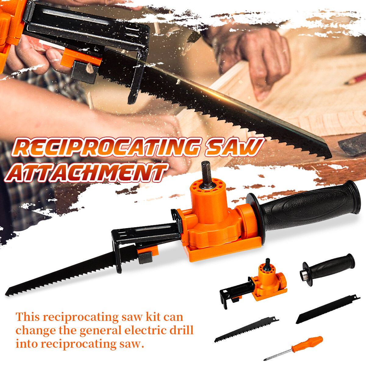 Portable Reciprocating Electric Adapter Metal Wood Tools Rechargeable Drill Attachment 2