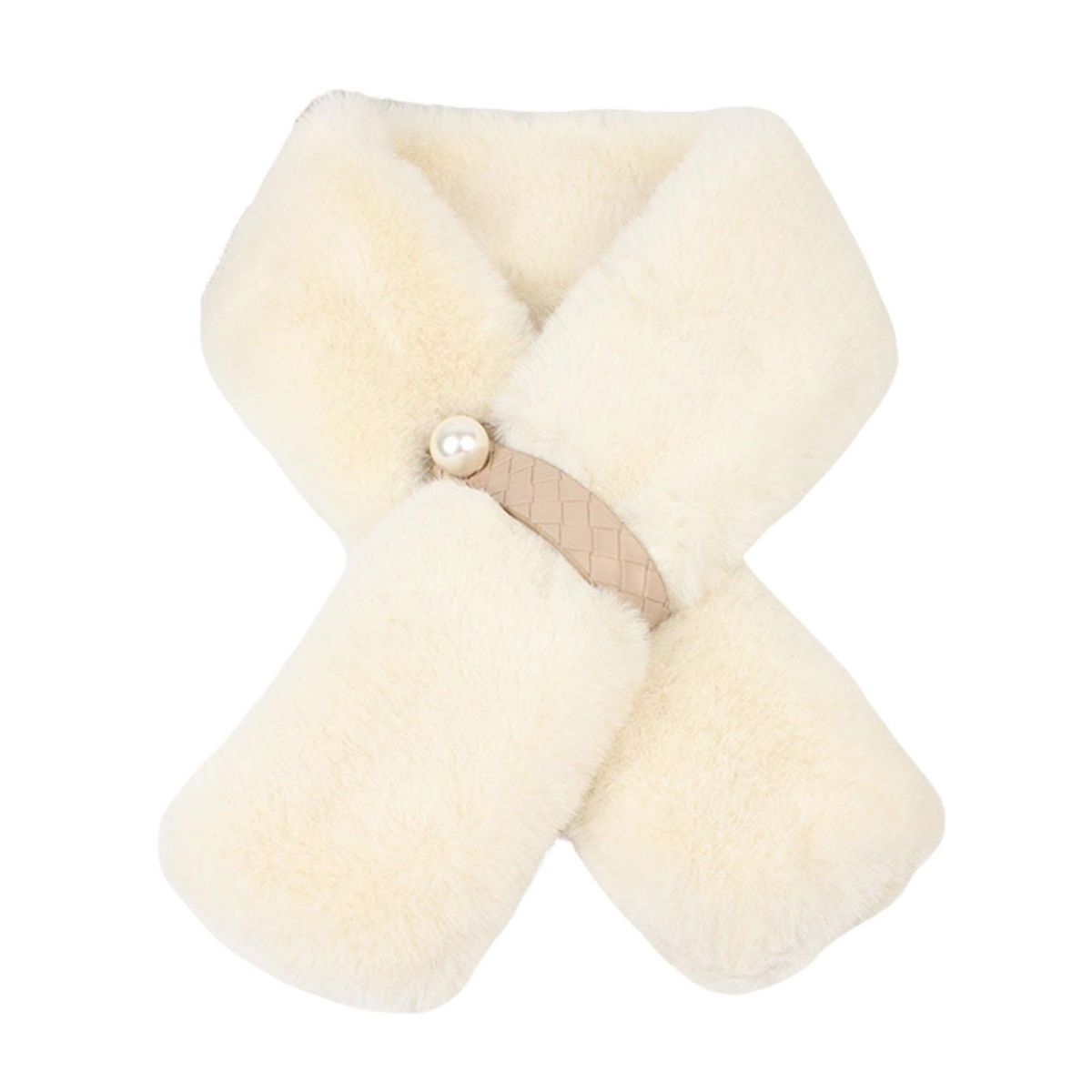 Furry Scarf Wrap Winter Thickened Double-sided Faux Mink Fur Scarf Wrap Beige