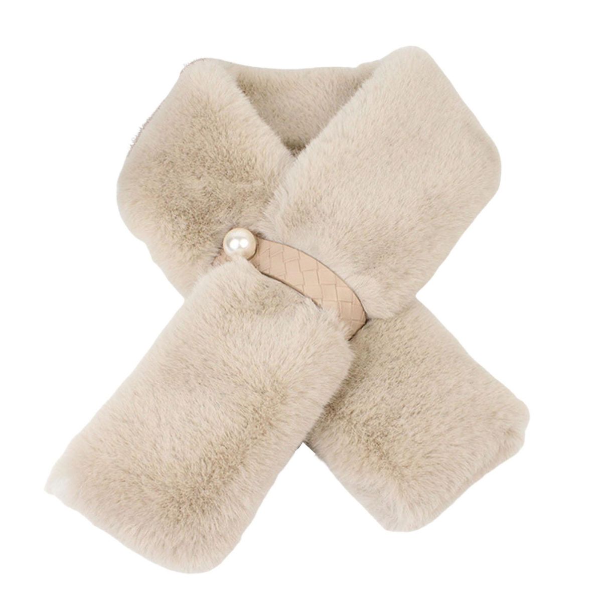 Furry Scarf Wrap Winter Thickened Double-sided Faux Mink Fur Scarf Wrap Apricot