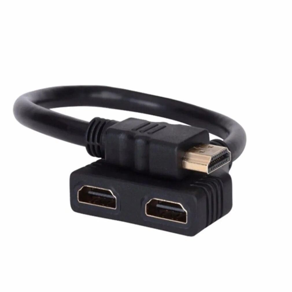 1PC 2 Dual Port Y Splitter 1080P  v1.4 Male to Double Female Adapter Cable 1 In 2 Out HDMI-compatib Converter Connect Cable Cord