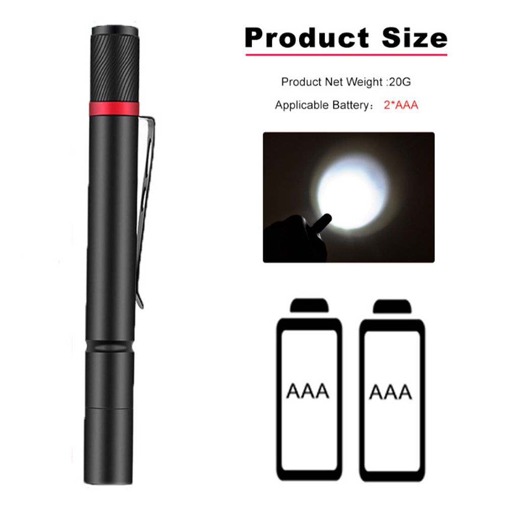 8000LM Portable Pen Light Keychain Mini Flashlight Pocket LED Torch Pen Clip LED Flashlight Hand Light Use AAA Battery
