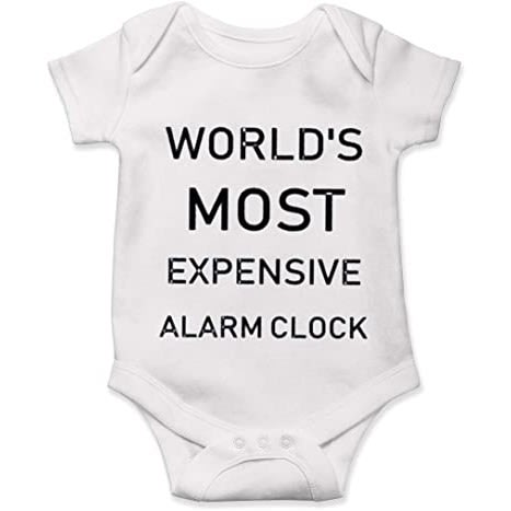 World's Most Expensive Alarm Clock Baby Onesie Unisex Bodysuit - White