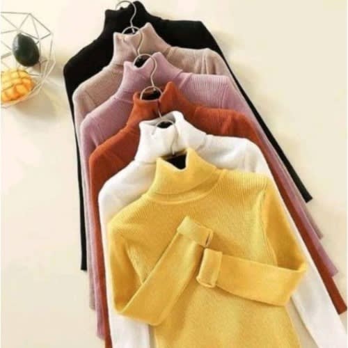 Women Turtleneck Long Sleeve Tops - 6Pcs