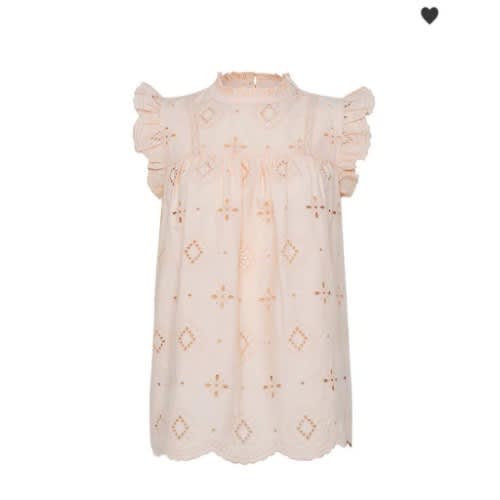 Organic Cotton Broderie Shell Top - Peach