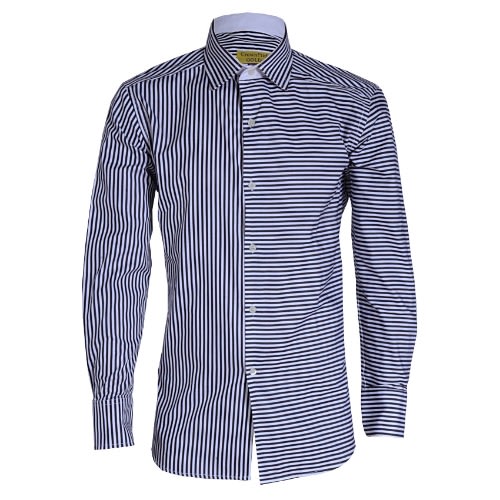 Stripe Detailed Shirt - Black And White - msht 2504