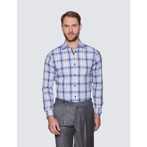 Men' Check Slim Fit Shirt - Low Collar