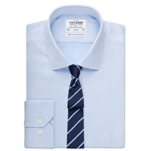Fitted Blue Dobby Shirt