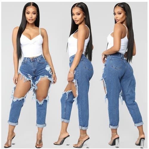 Ripped Boyfriend High Waist  Denim  Jean